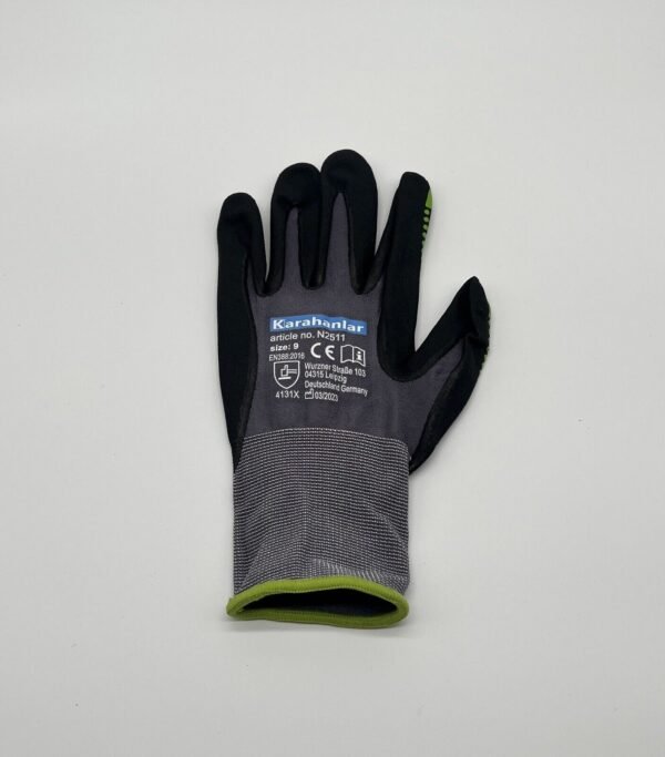 Montagehandschuhe - 12er Pack - grüne Noppen - maxi flex - Gr. 9-11