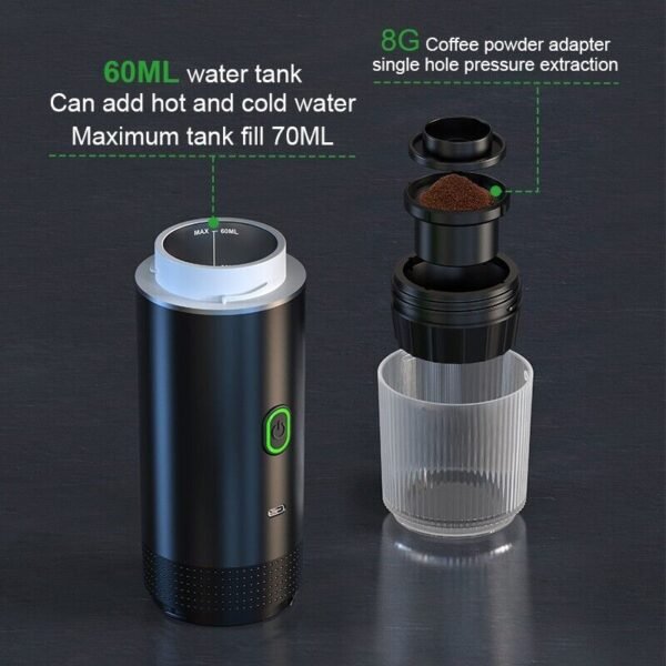 Wireless Electric Portable Espresso Coffee Machine for Car & Home Camping Coffee - Image 6