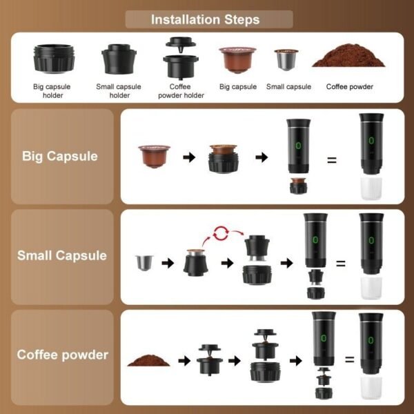 Wireless Electric Portable Espresso Coffee Machine for Car & Home Camping Coffee - Image 7